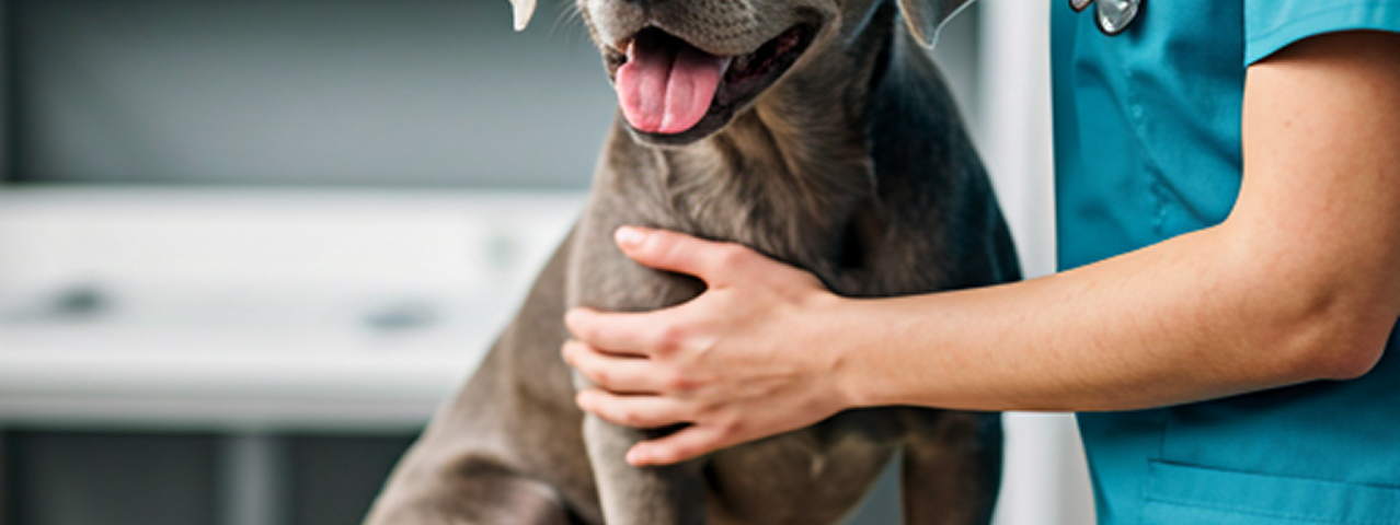 Veterinarian examining a pet