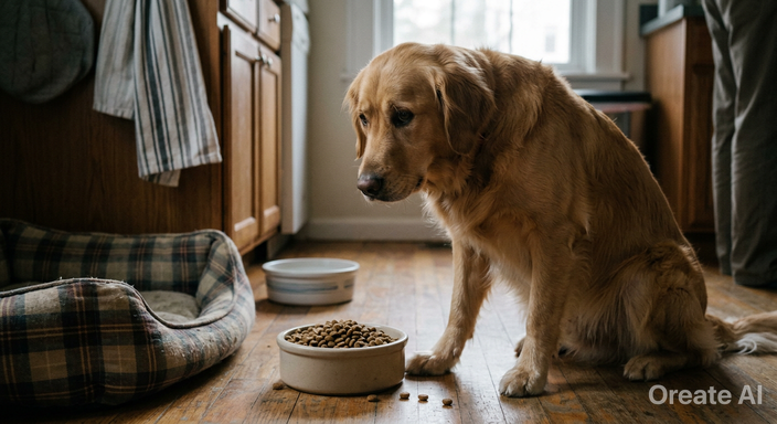 Pet resting at home while appetite and stomach symptoms are monitored