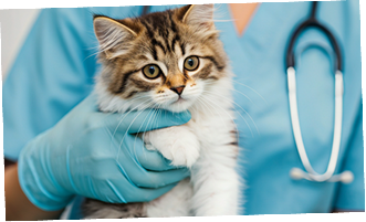 Young puppy receiving preventive veterinary care