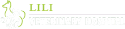 Logo for Lili Veterinary Hospital featuring outline drawings of a dog and a cat, with the clinic name written in green and white text on a dark background.