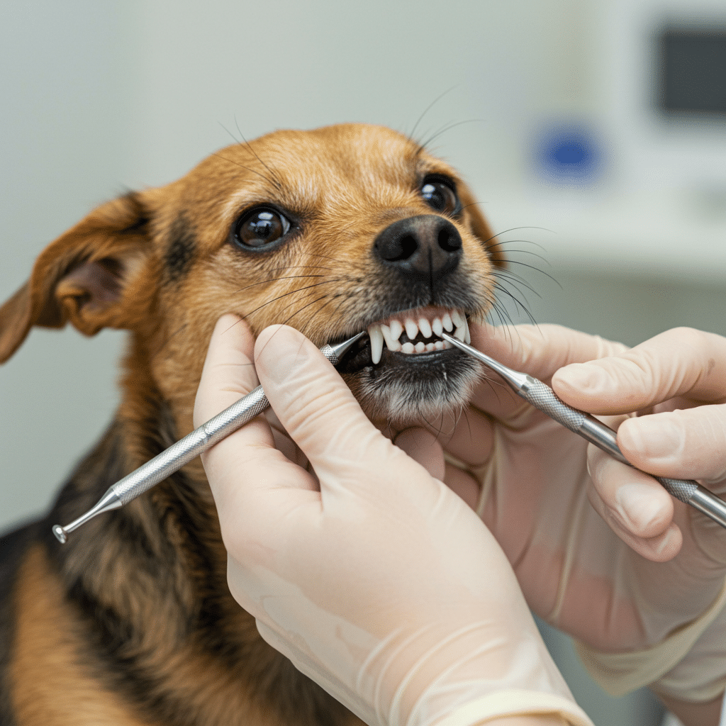 Dog getting a teeth cleaning at Lili Veterinary Hospital dental promo