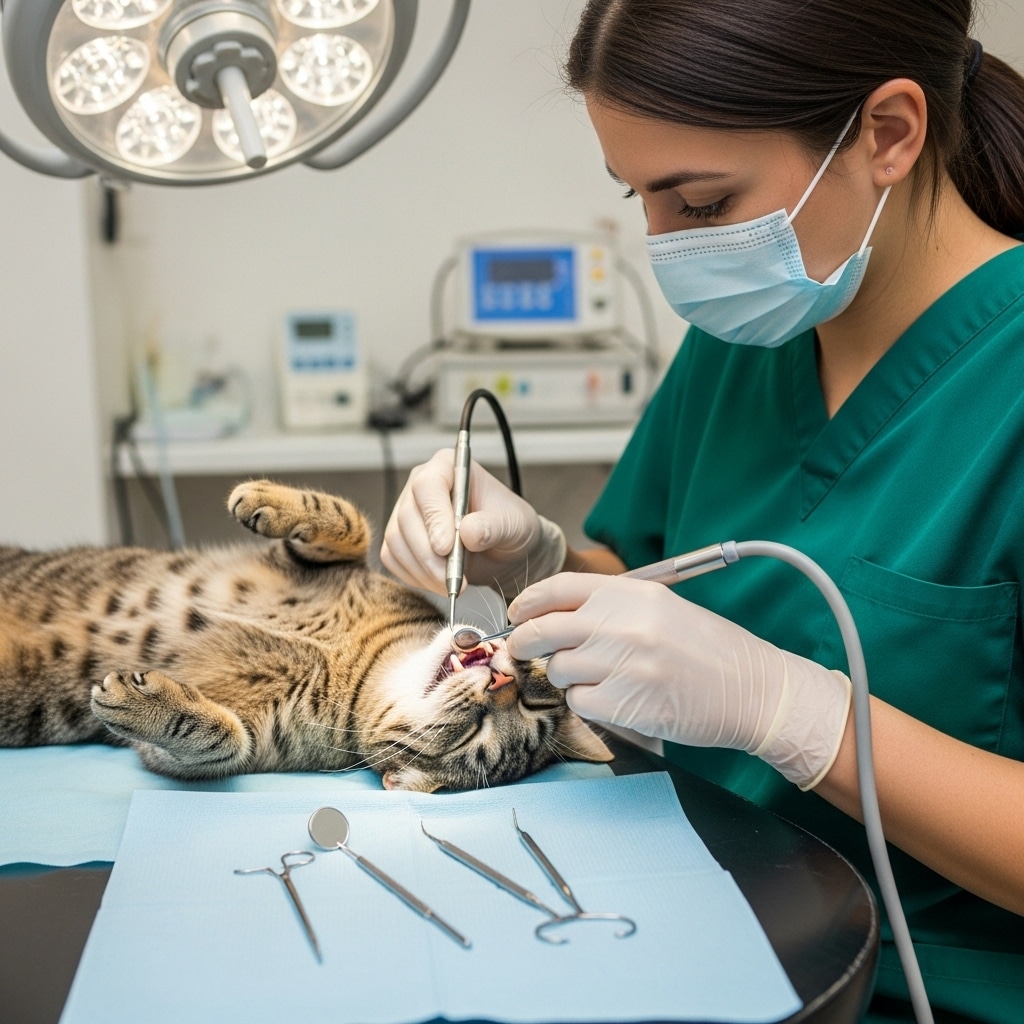 Cat getting a teeth cleaning at Lili Veterinary Hospital dental promo