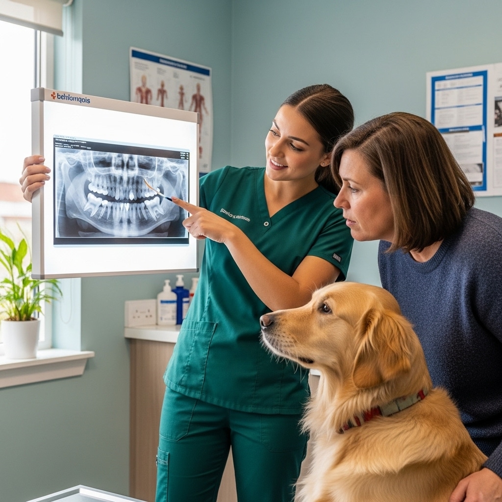 Lady smiling with dog that has undergone dental cleaning promo at Lili Veterinary Hospital dental promo